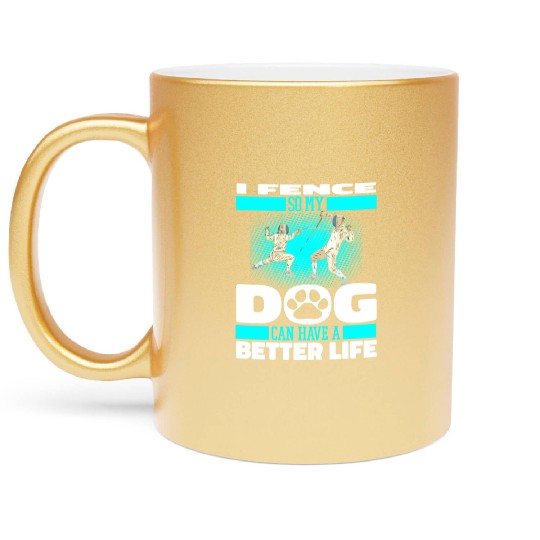 Fencing Fencer Dog Metallic Mugs