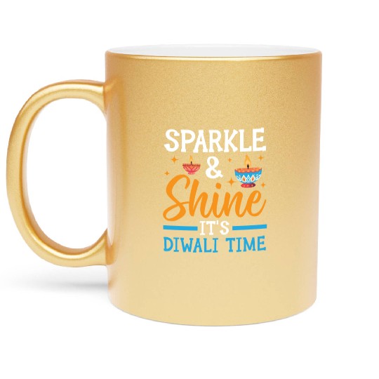 Happy Diwali Diwali Festival Indian Hindu Hinduism Metallic Mugs