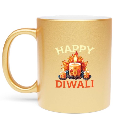 Happy Diwali Diwali Festival Indian Hindu Hinduism Metallic Mugs