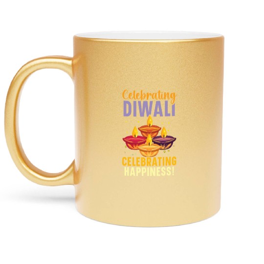Happy Diwali Diwali Festival Indian Hindu Hinduism Metallic Mugs