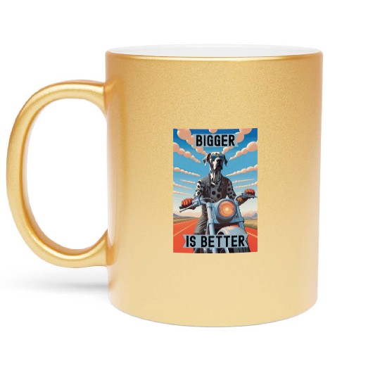 This is Great : Great Dane Riding a Motorcycle Metallic Mugs