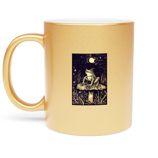 Starry night frog Metallic Mugs