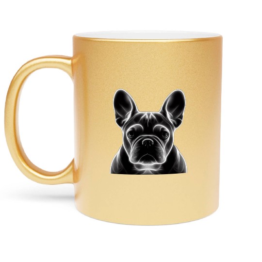Frenchie Neon Art Metallic Mugs