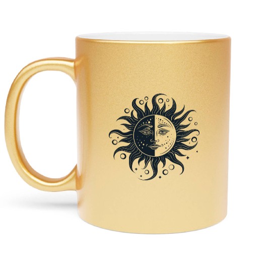 Harmonious Sun and Moon - Spiritual Design Metallic Mugs