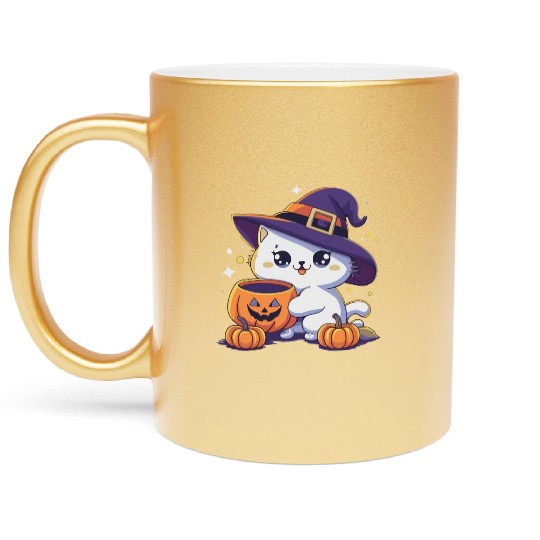 Cute Cat Halloween 3 Metallic Mugs