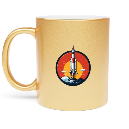 Nostalgic Rocket Emblem Gift Timeless Classic Metallic Mugs
