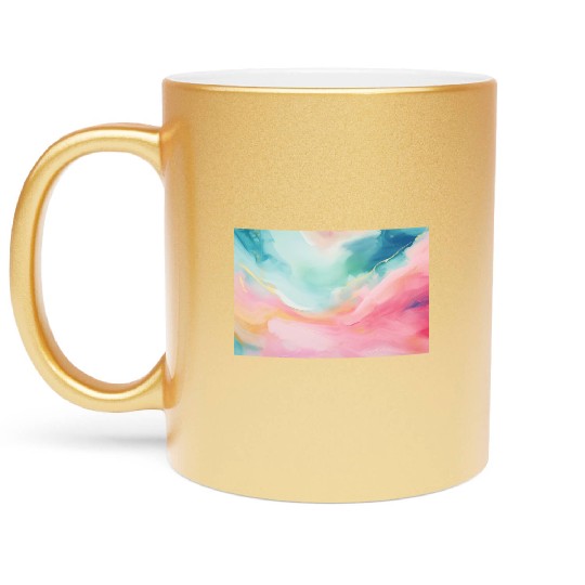Abstract Pink Wave Painting Metallic Mugs