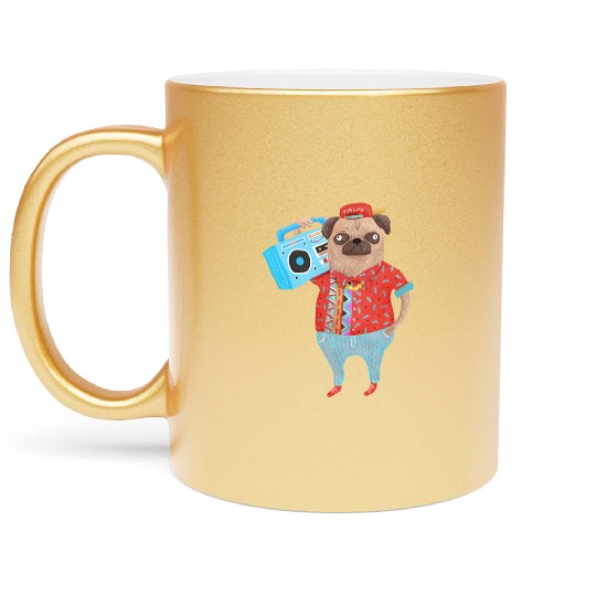 Pug life boombox Metallic Mugs