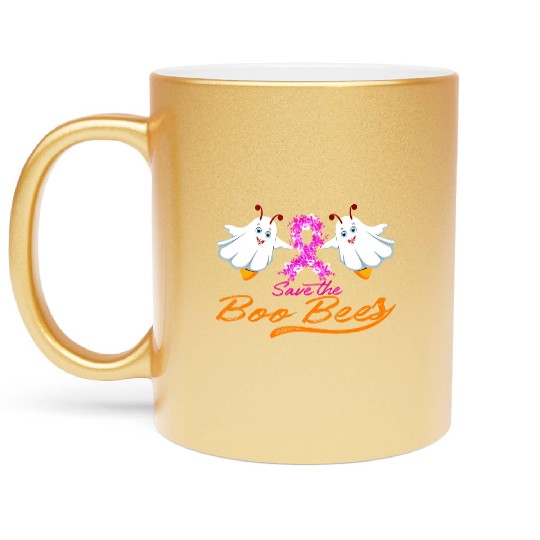 Fun Boobs Save The Boo Bees Breast Cancer Metallic Mugs