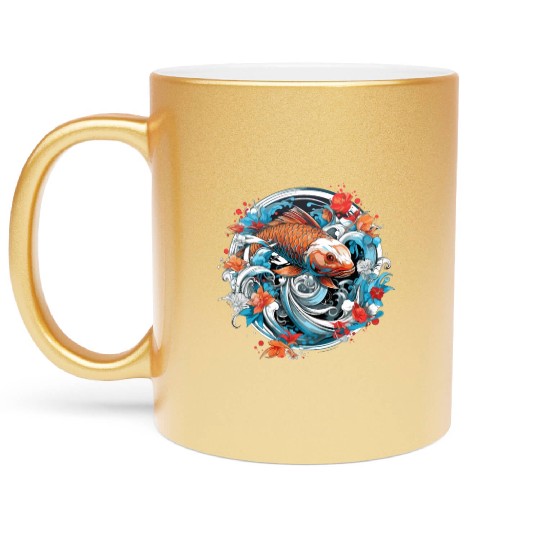 Koi Fish Koi Carp Japanese Koi Garden-Pond Koi Metallic Mugs