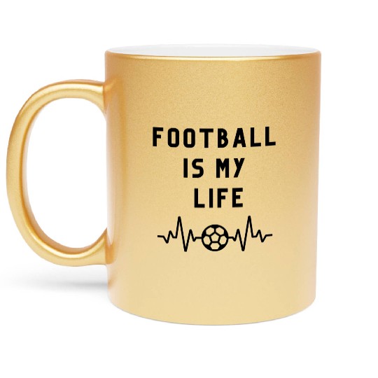 football is my life it's the air that we breath Metallic Mugs