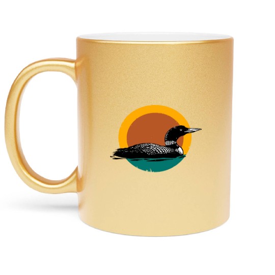 Loon Sunset Faded Look with Retro Colors Metallic Mugs