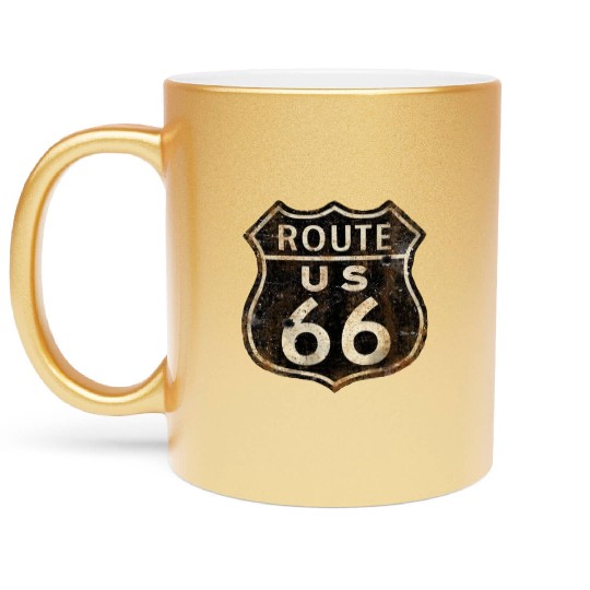 Route 66 vintage sign 2 Metallic Mugs