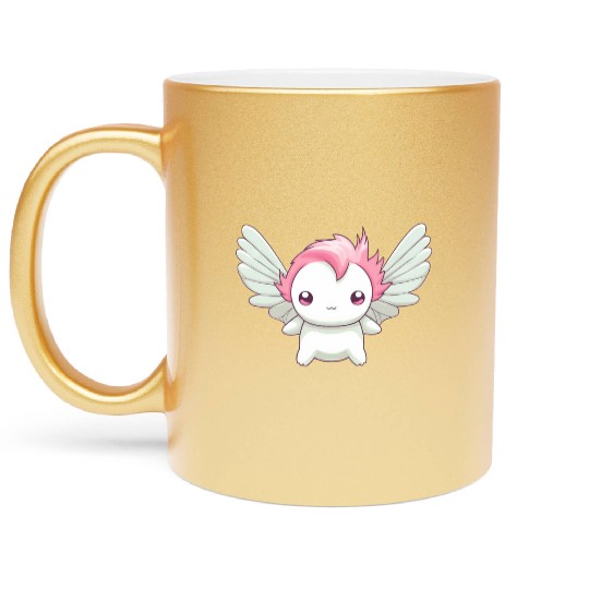 Sweet Axolotl with Angel Wings: Heavenly Design Metallic Mugs