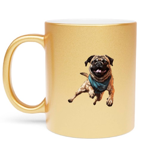 Pug in Motion: Racing, Sprinting, Galloping Metallic Mugs