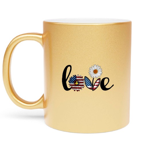 Love daisy solid Metallic Mugs