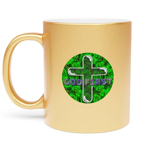 God First [2] Green Metallic Mugs
