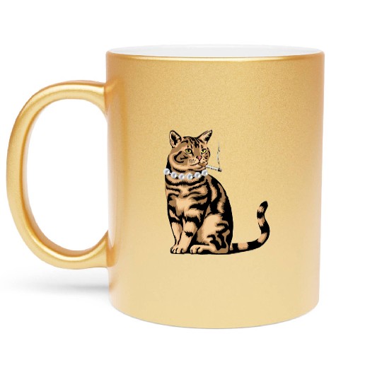 Cat Smoking Metallic Mugs