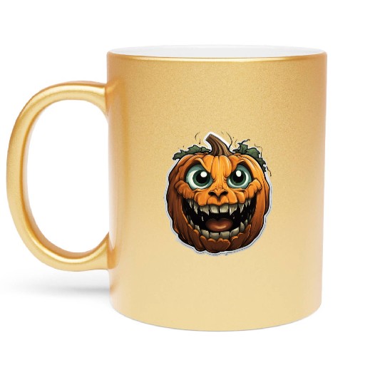 Scary Pumpkin Face I Spooky Halloween Metallic Mugs