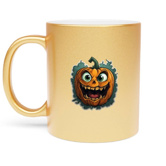 Scary Pumpkin Face I Spooky Halloween Metallic Mugs