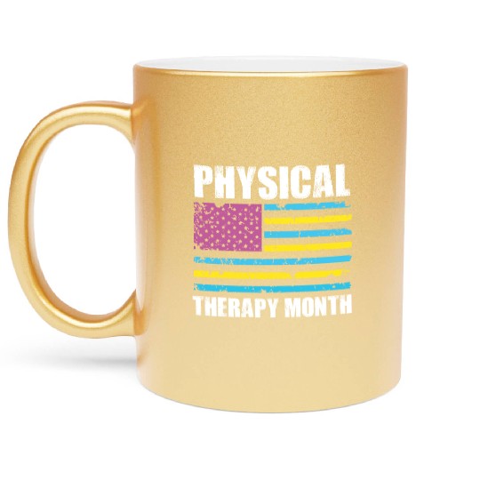 USA Flag PT PTA Physical Therapy Gift Physical Metallic Mugs