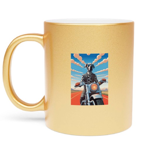 This is Great : Great Dane Riding a Motorcycle Metallic Mugs