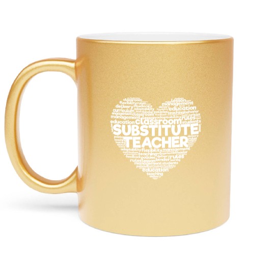 Substitute Teacher Word Cloud Back To School Metallic Mugs