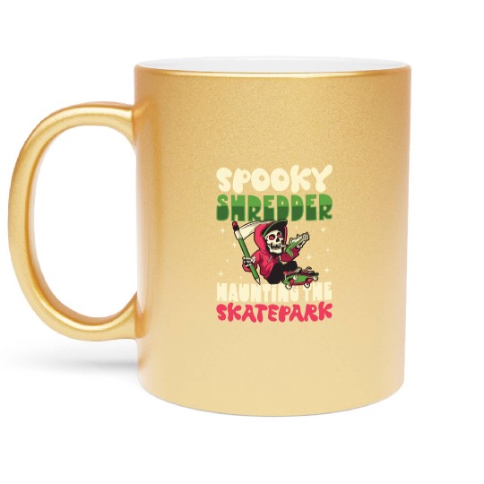 Spooky Horror Skateboarder Halloween Skateboarding Metallic Mugs