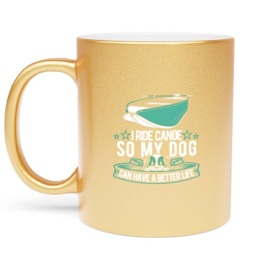 Canoe Canoeing Canoeist Dog Metallic Mugs