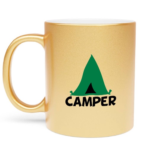 Camper tent green Metallic Mugs