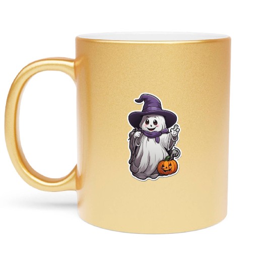Happy Halloween Pumpkins Ghost 26 Metallic Mugs