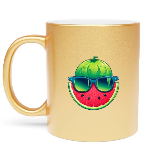 Summery Kawaii Design with Watermelon and Metallic Mugs