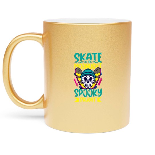 Spooky Horror Skateboarder Halloween Skateboarding Metallic Mugs