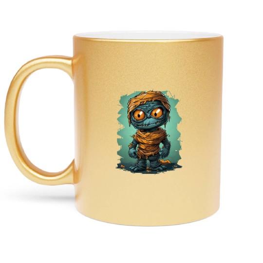Halloween Spooky Cartoon Mummy Metallic Mugs