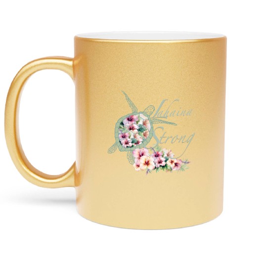 Lahaina Strong: Hibiscus and Sea Turtle Metallic Mugs