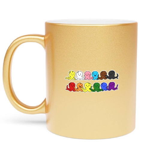 Pride Progress Flag Octopus Design for Equality Metallic Mugs