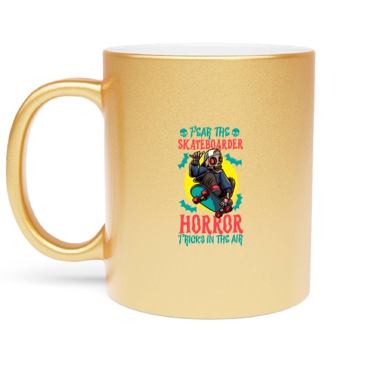 Spooky Horror Skateboarder Halloween Skateboarding Metallic Mugs