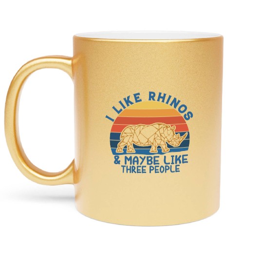 i like rhinos & maybe like three pepole Metallic Mugs