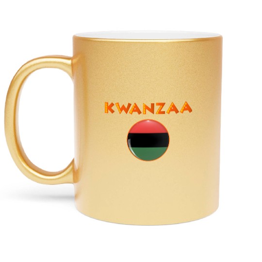Kwanzaa's Cultural Tapestry, Songs, Dances, Drums. Metallic Mugs