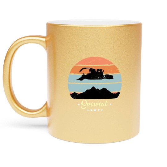 Snowcat Vintage Snow Vehicles Retro Sunset Metallic Mugs