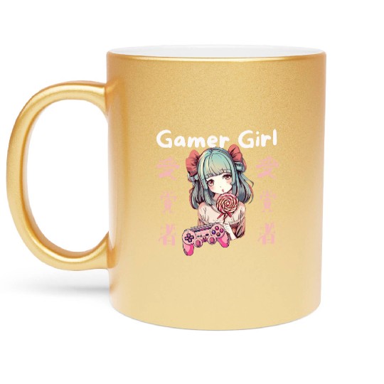 Gamer girl Anime Lollipop girl Metallic Mugs
