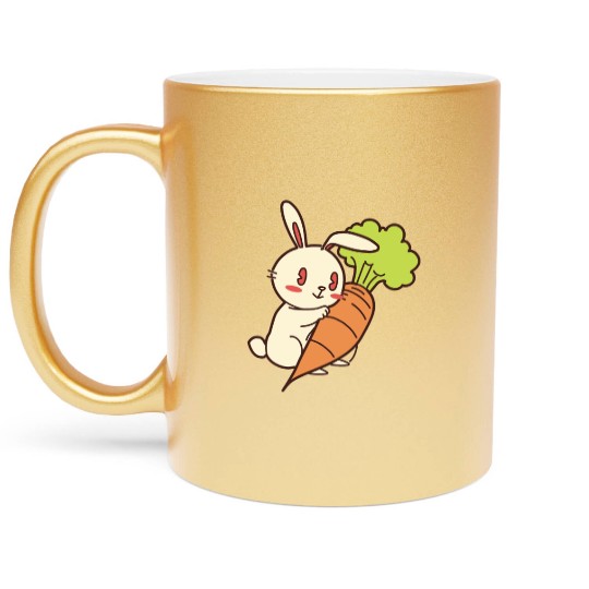 Rabbit And Carrot Metallic Mugs
