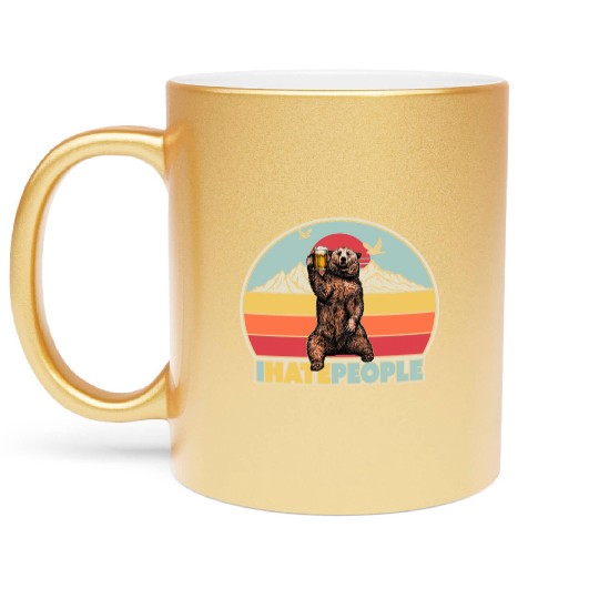 I Hate People Bear Metallic Mugs