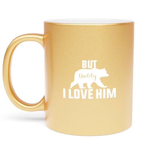 But Daddy I Love Him Retro Groovy Wavy Style Funny Metallic Mugs