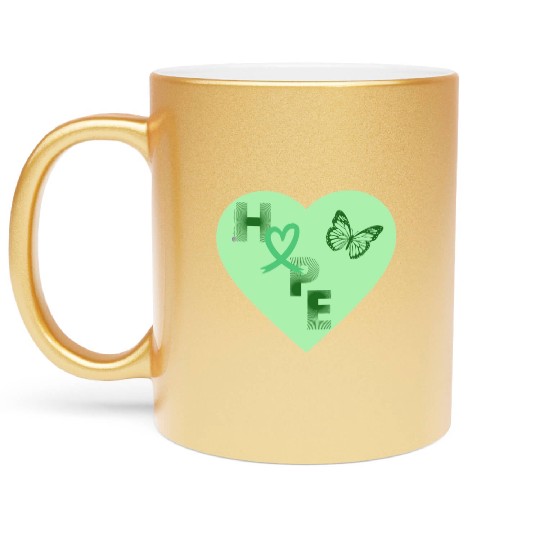 Liver Cancer Hope & Butterfly Heart All Green Metallic Mugs