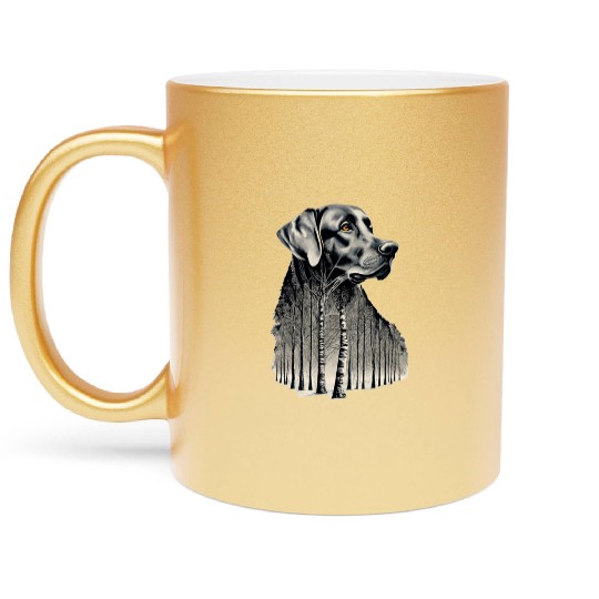 Funny black labrador charcoal drawing Metallic Mugs