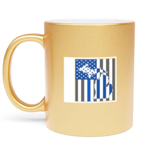 Police Metallic Mugs, Michigan State Police Metallic Mugs, Detroit