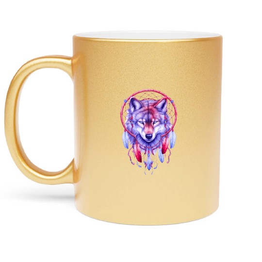 Whimsical Wilderness Wolf Metallic Mugs