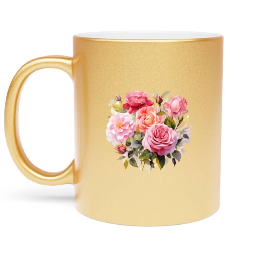 Nature's Artistic Elegance English Rose Tapestry Metallic Mugs