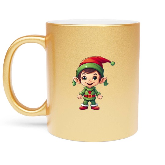 Cool Jolly Stylish Christmas Elf Metallic Mugs